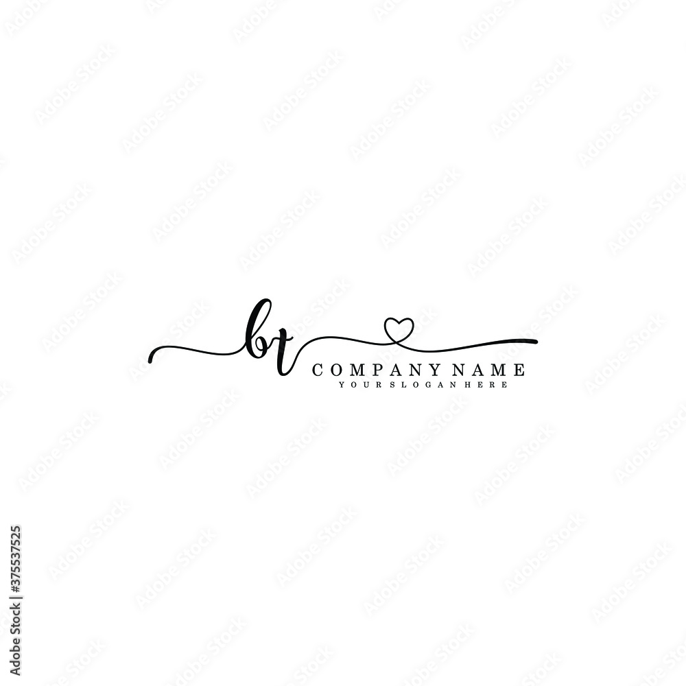 BT Initial handwriting logo template vector
