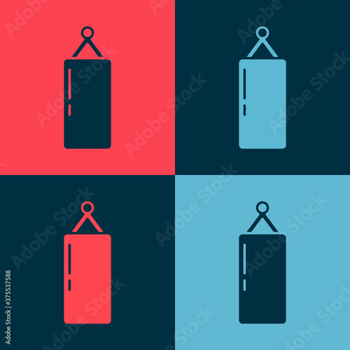 Pop art Punching bag icon isolated on color background. Vector.