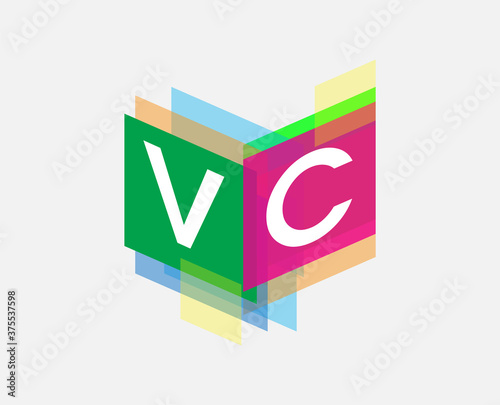 Letter VC logo with colorful geometric shape, letter combination logo design for creative industry, web, business and company.