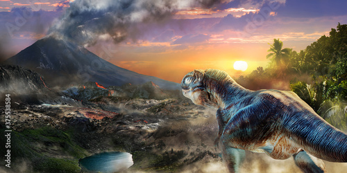 Fototapeta Naklejka Na Ścianę i Meble -  Trex as Tyrannosaurus rex in new dinosaurs age