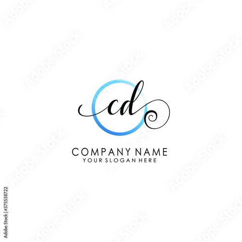CD Initial handwriting logo template vector 
