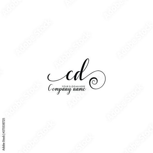 CD Initial handwriting logo template vector 