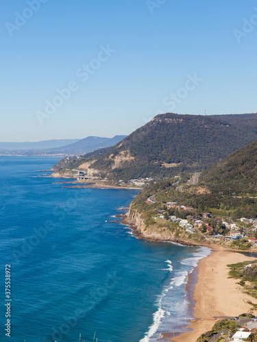 Mountain cliff coastline at Sydney south, view from Bald Hill Lookout.