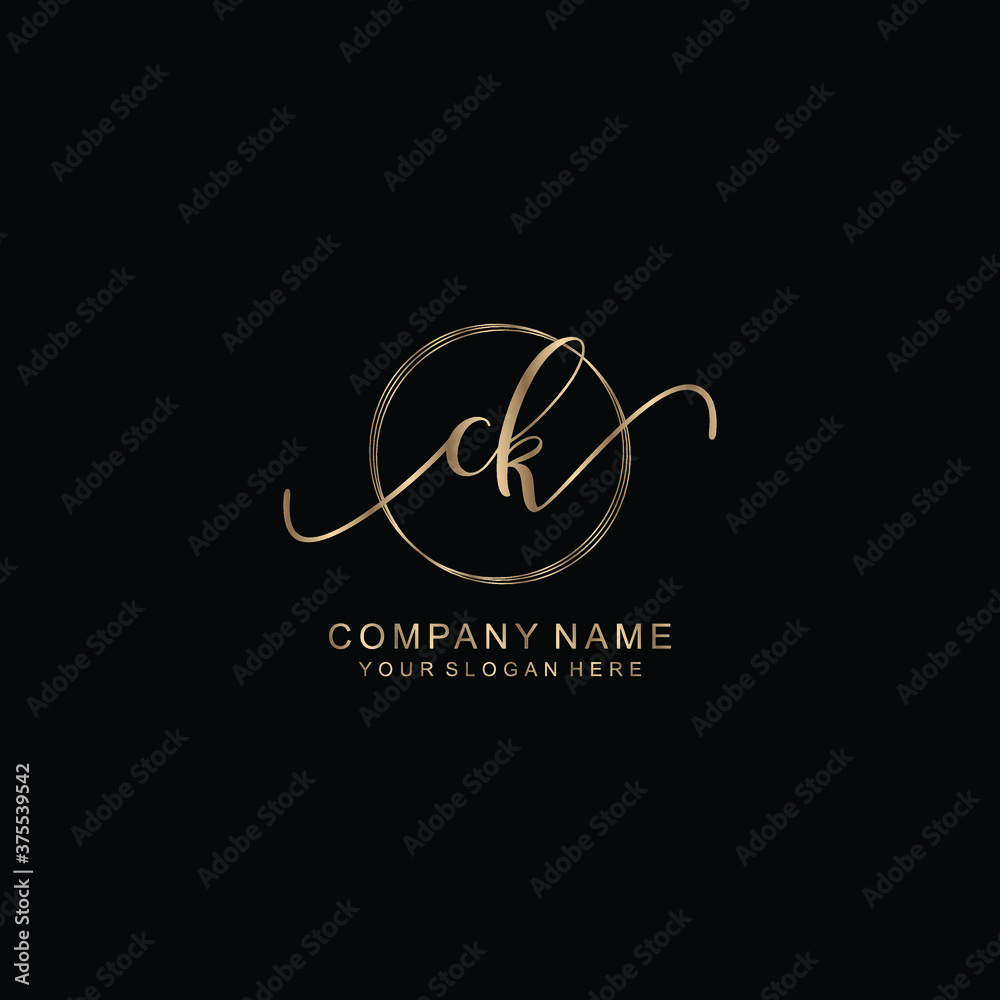 CK Initial handwriting logo template vector CK Initial handwriting logo template vector