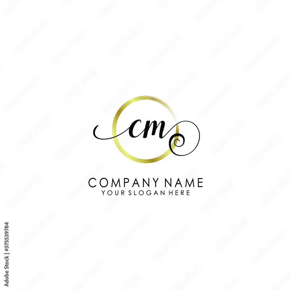CM Initial handwriting logo template vector
