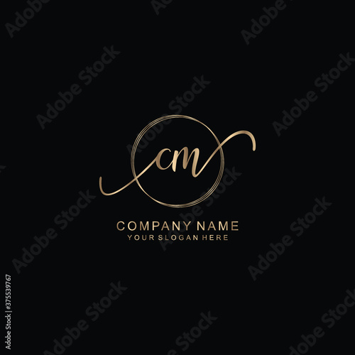CM Initial handwriting logo template vector 