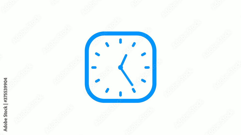 New aqua color square counting down clock icon on white background New aqua color square counting down clock icon on white background