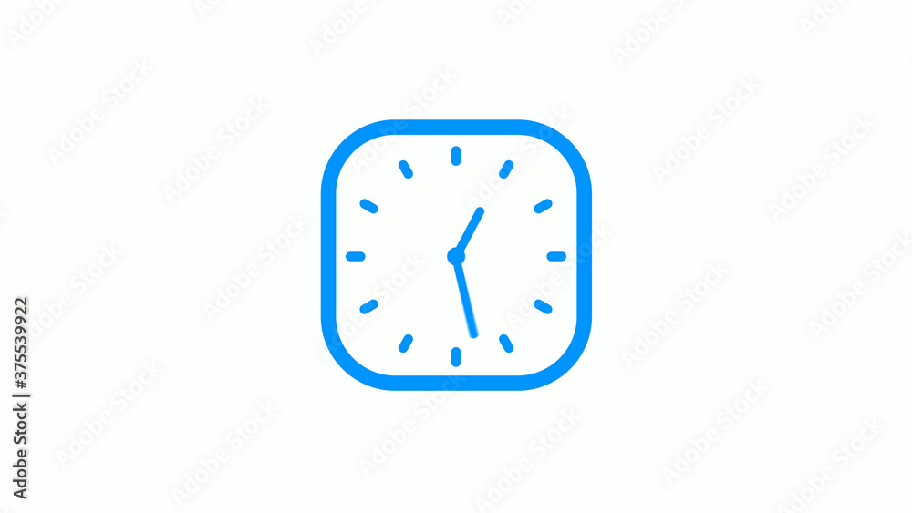New aqua color square counting down clock icon on white background New aqua color square counting down clock icon on white background