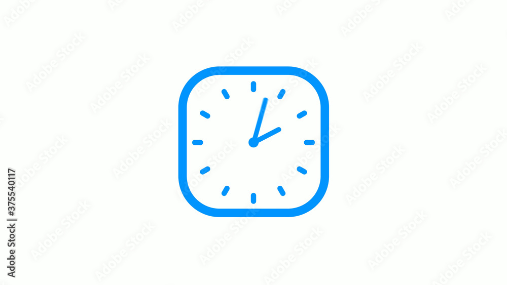 New aqua color square counting down clock icon on white background New aqua color square counting down clock icon on white background