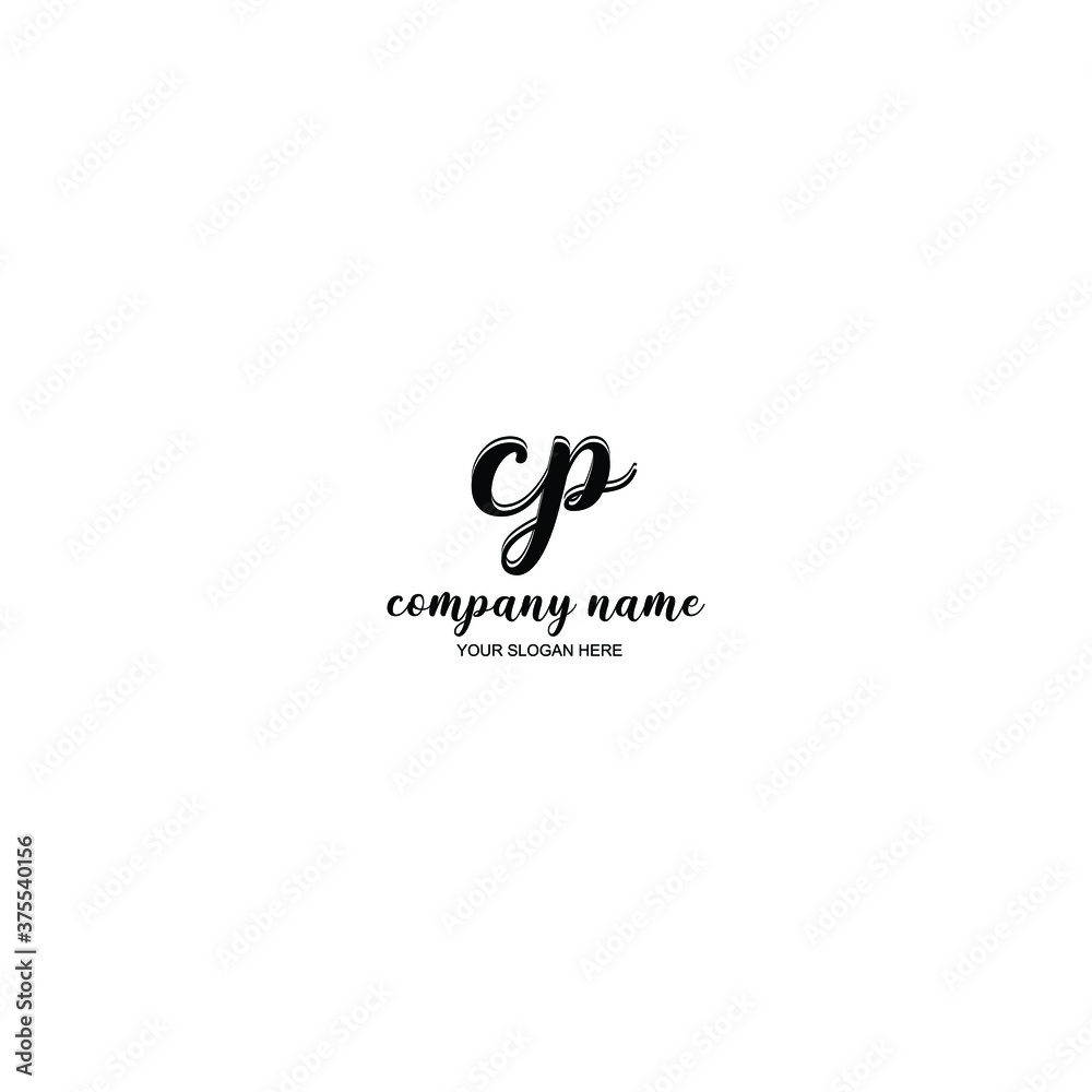 CP Initial handwriting logo template vector
