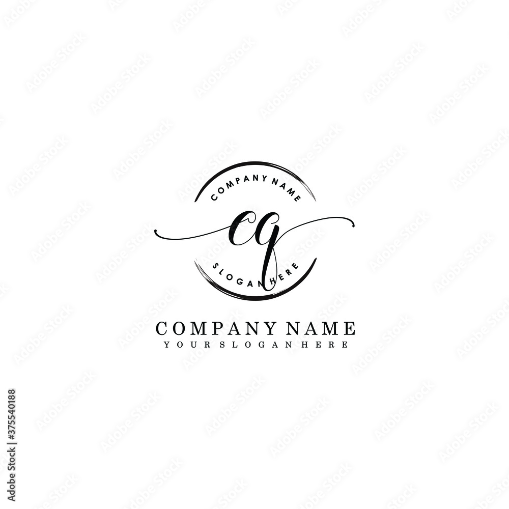 CQ Initial handwriting logo template vector
