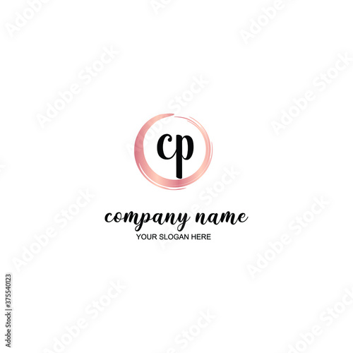CP Initial handwriting logo template vector 