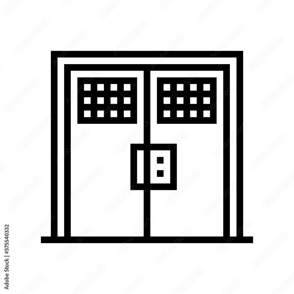 double metallic prison door line icon vector. double metallic prison door sign. isolated contour symbol black illustration double metallic prison door line icon vector. double metallic prison door sign. isolated contour symbol black illustration
