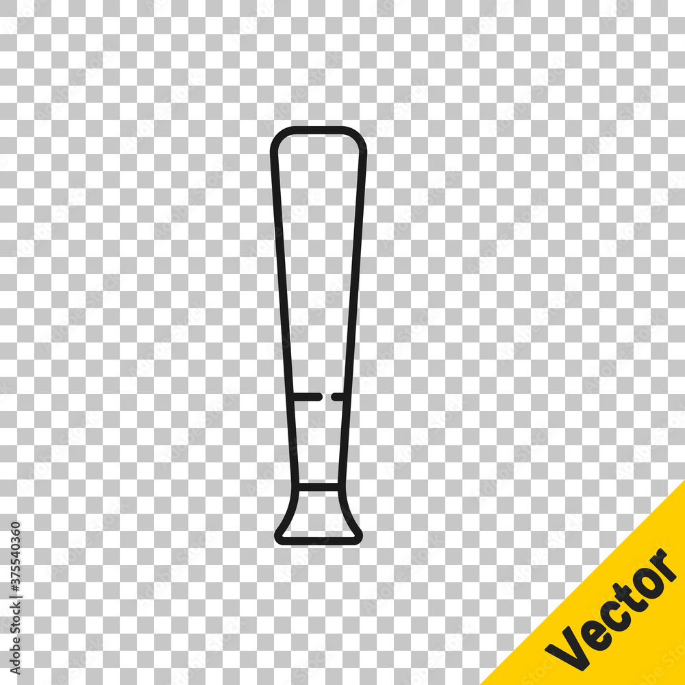 Black line Baseball bat icon isolated on transparent background. Sport equipment. Vector Illustration. Black line Baseball bat icon isolated on transparent background. Sport equipment. Vector Illustration.