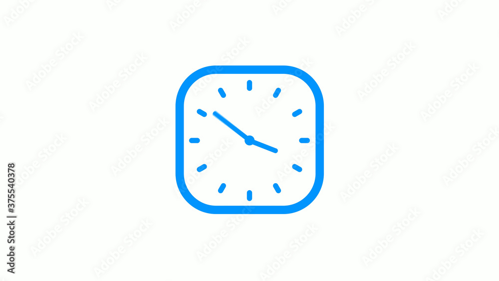 New aqua color square counting down clock icon on white background New aqua color square counting down clock icon on white background