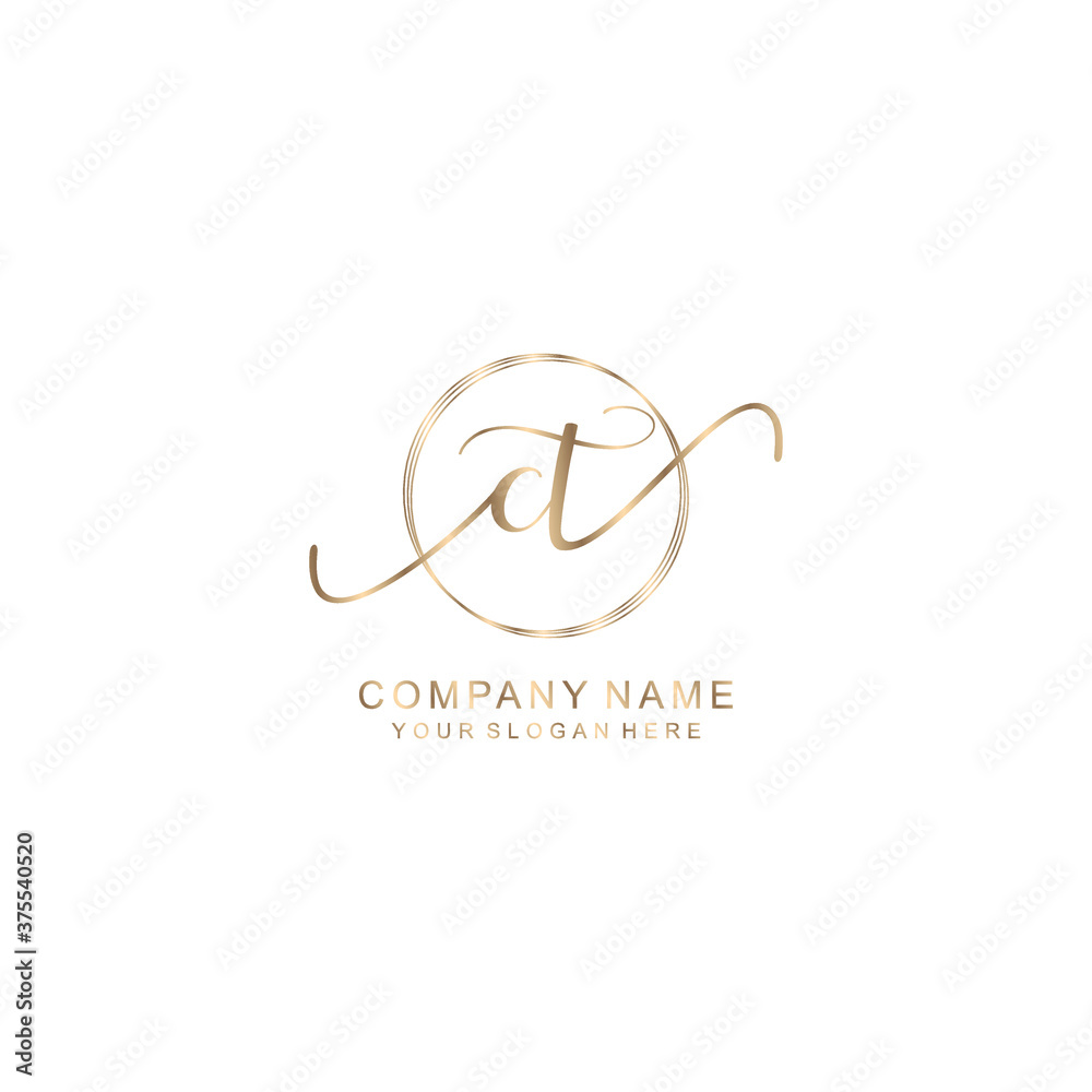 CT Initial handwriting logo template vector CT Initial handwriting logo template vector