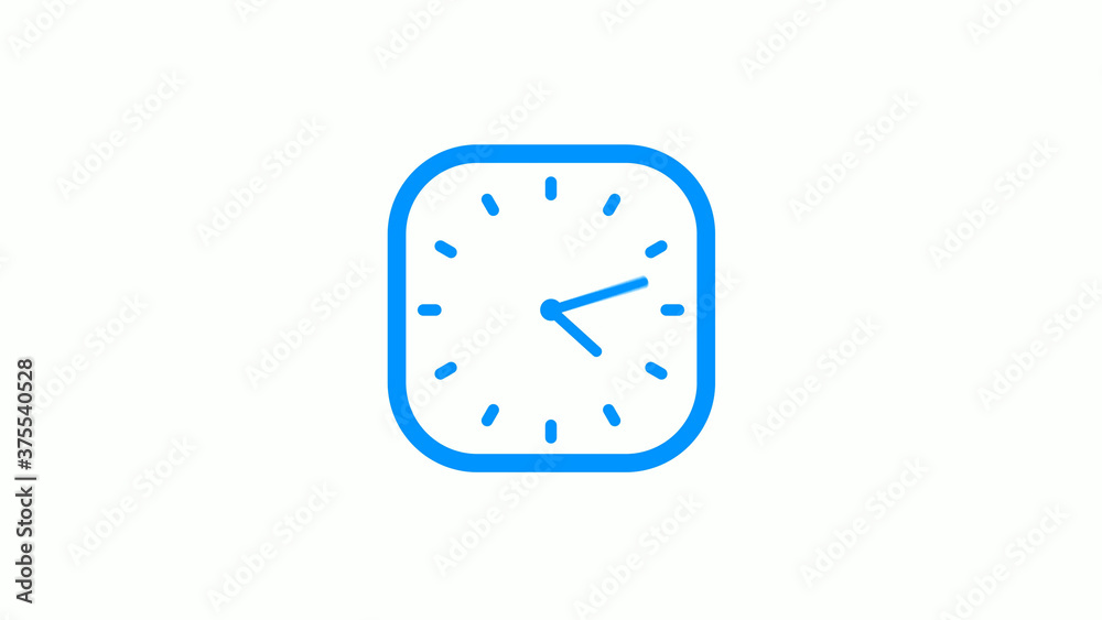New aqua color square counting down clock icon on white background New aqua color square counting down clock icon on white background