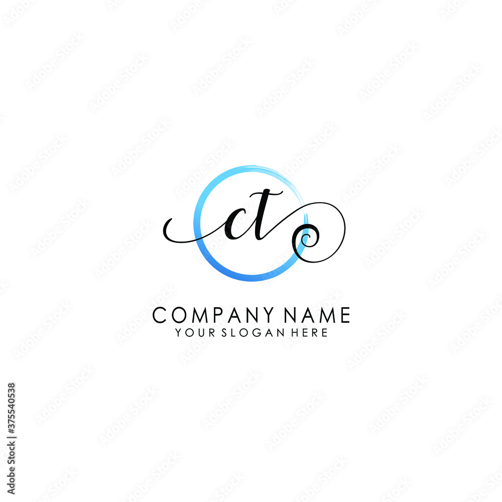 CT Initial handwriting logo template vector CT Initial handwriting logo template vector