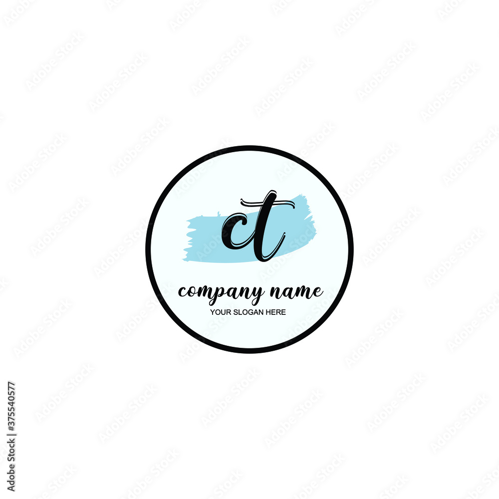 CT Initial handwriting logo template vector CT Initial handwriting logo template vector