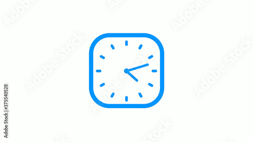 New aqua color square counting down clock icon on white background © MSH