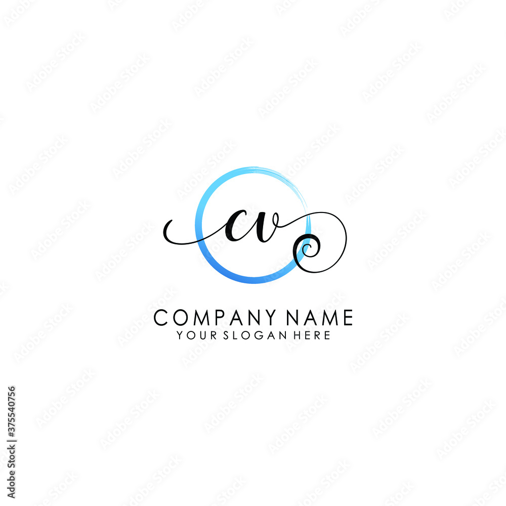 CV Initial handwriting logo template vector