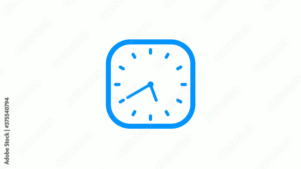 New aqua color square counting down clock icon on white background