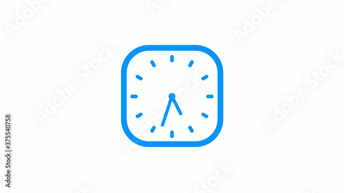 New aqua color square counting down clock icon on white background