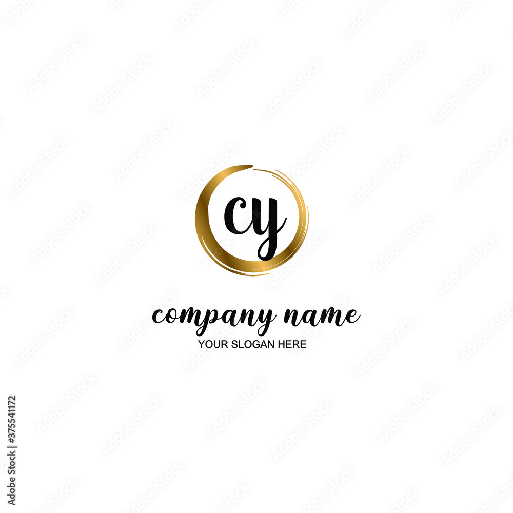 CY Initial handwriting logo template vector