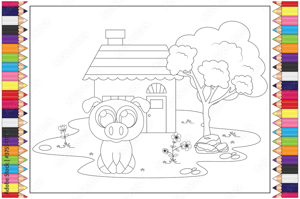 Naklejka premium coloring cute animal for kids, simple vector illustration