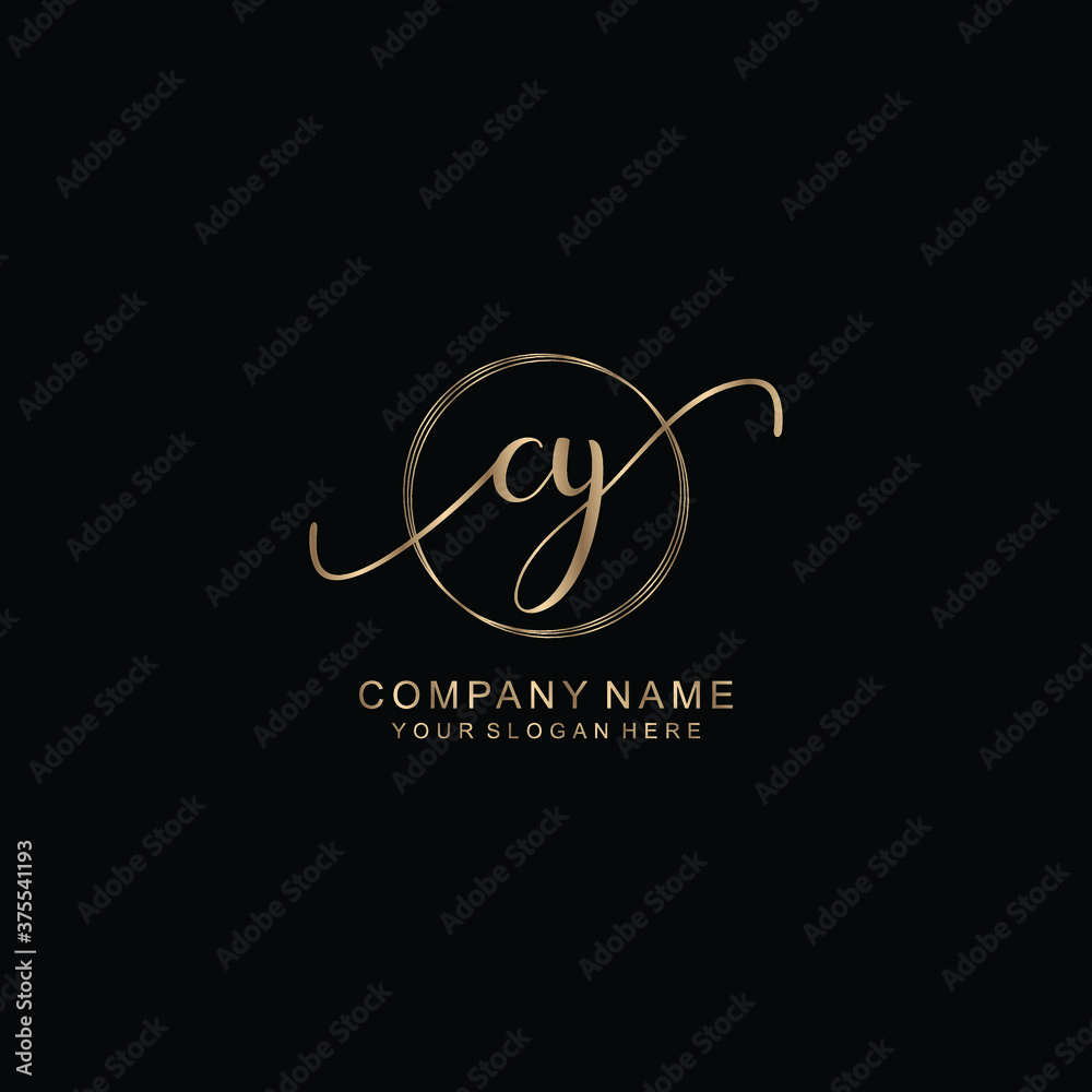 CY Initial handwriting logo template vector CY Initial handwriting logo template vector