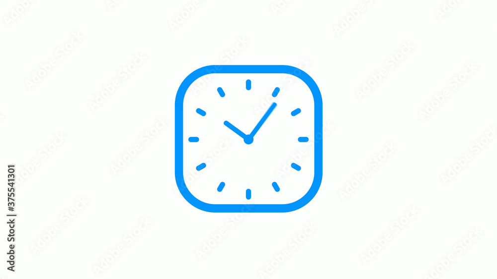 New aqua color square counting down clock icon on white background New aqua color square counting down clock icon on white background