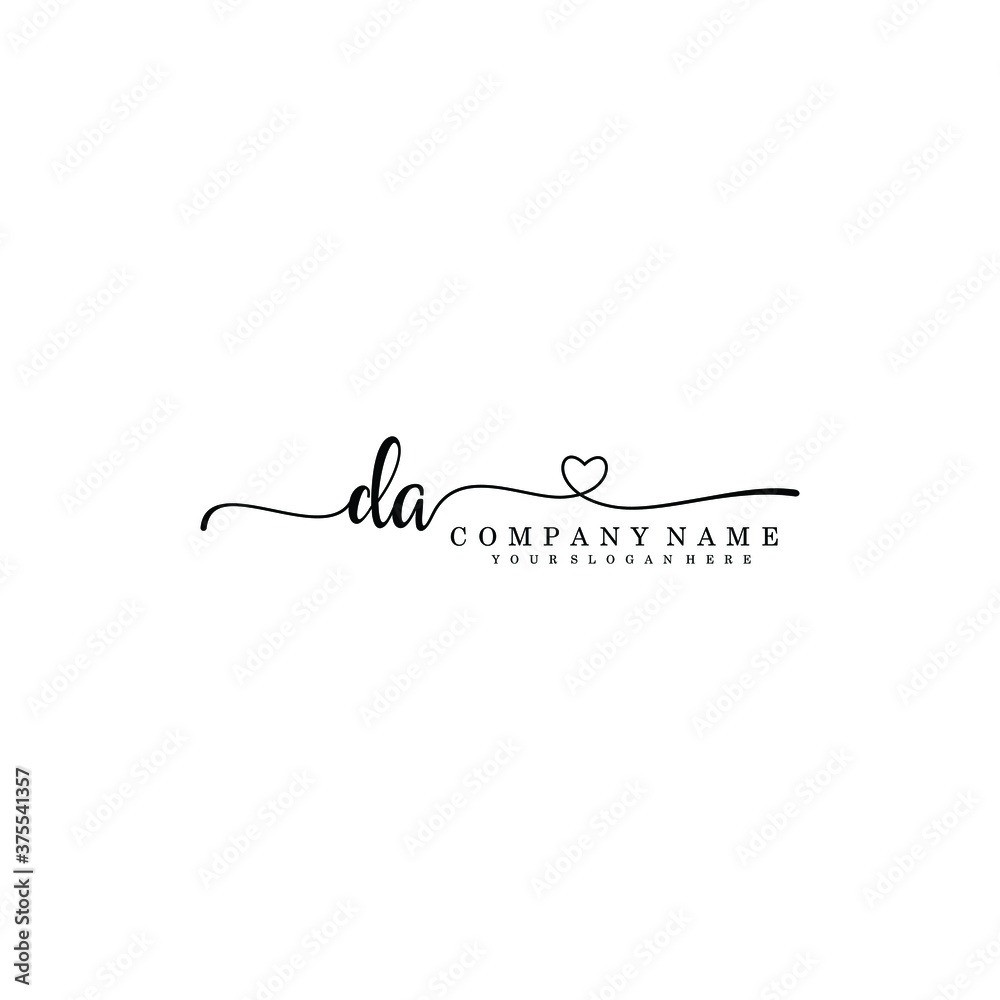 DA Initial handwriting logo template vector