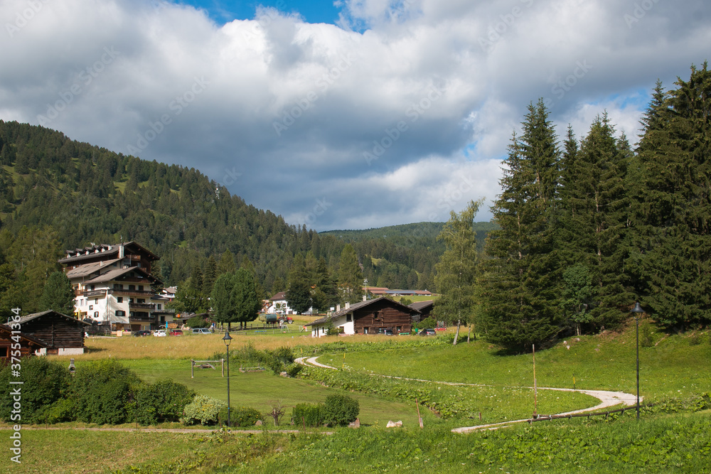 Panoramic view of Bellamonte mountain village in Trentino Alto-Adige, Italy