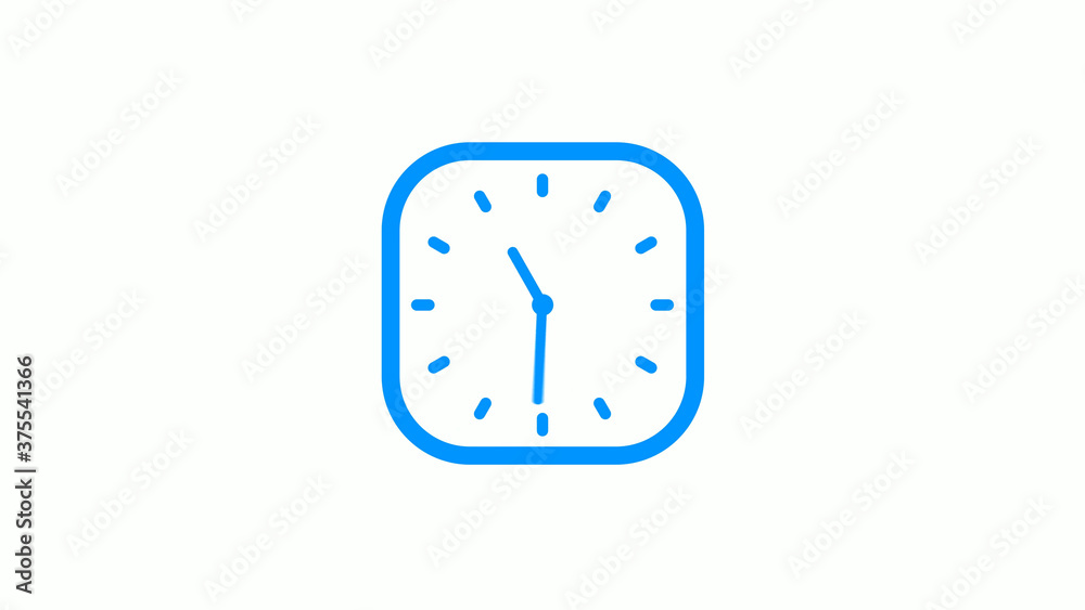 New aqua color square counting down clock icon on white background New aqua color square counting down clock icon on white background