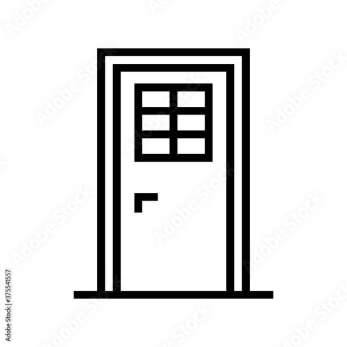 door with window line icon vector. door with window sign. isolated contour symbol black illustration