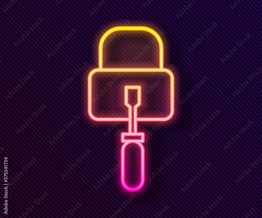 Glowing neon line Lockpicks or lock picks for lock picking icon isolated on black background. Vector Illustration. Glowing neon line Lockpicks or lock picks for lock picking icon isolated on black background. Vector Illustration.