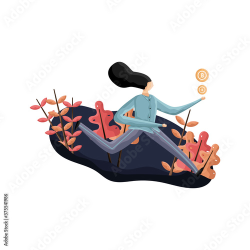 Cryptocurrency illustration.Concept of landing page.Vector design template isolated.