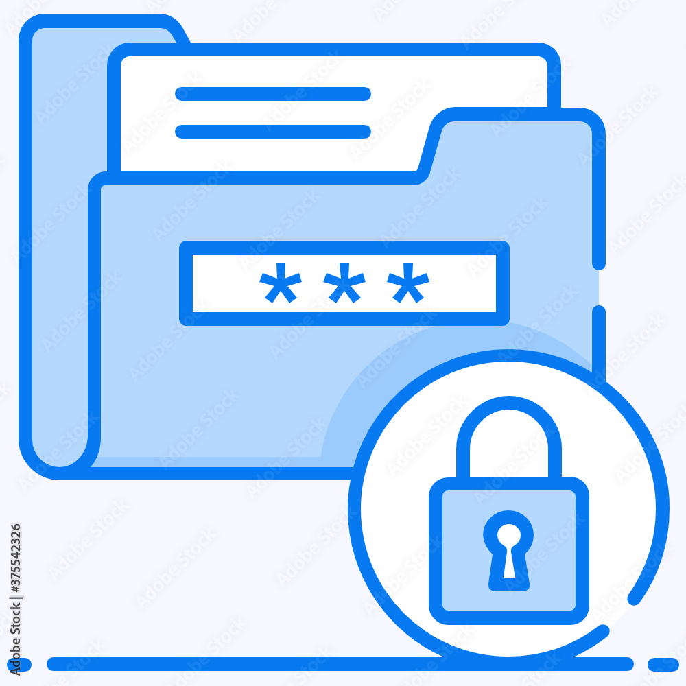 
Padlock with folder, vector of folder lock in style 
