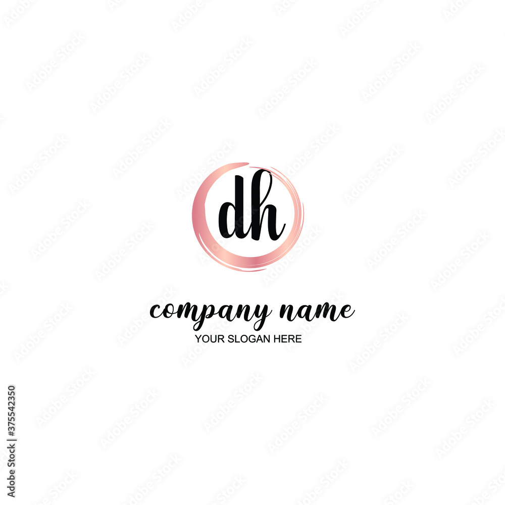 DH Initial handwriting logo template vector DH Initial handwriting logo template vector