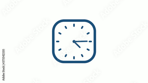 Aqua dark 12 hours counting down clock icon on white background,clock icon