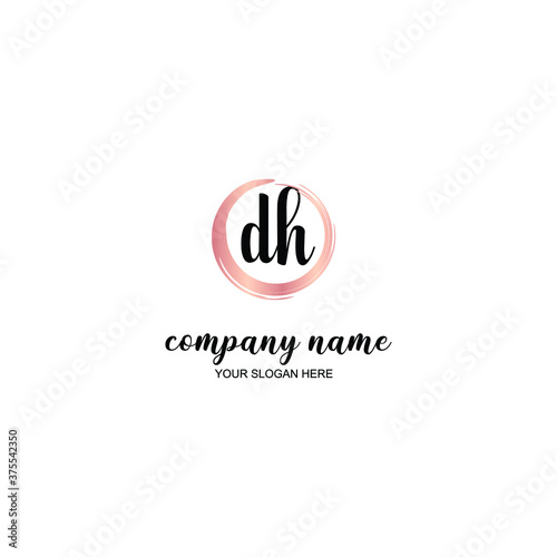 DH Initial handwriting logo template vector