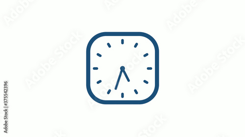 Aqua dark 12 hours counting down clock icon on white background,clock icon