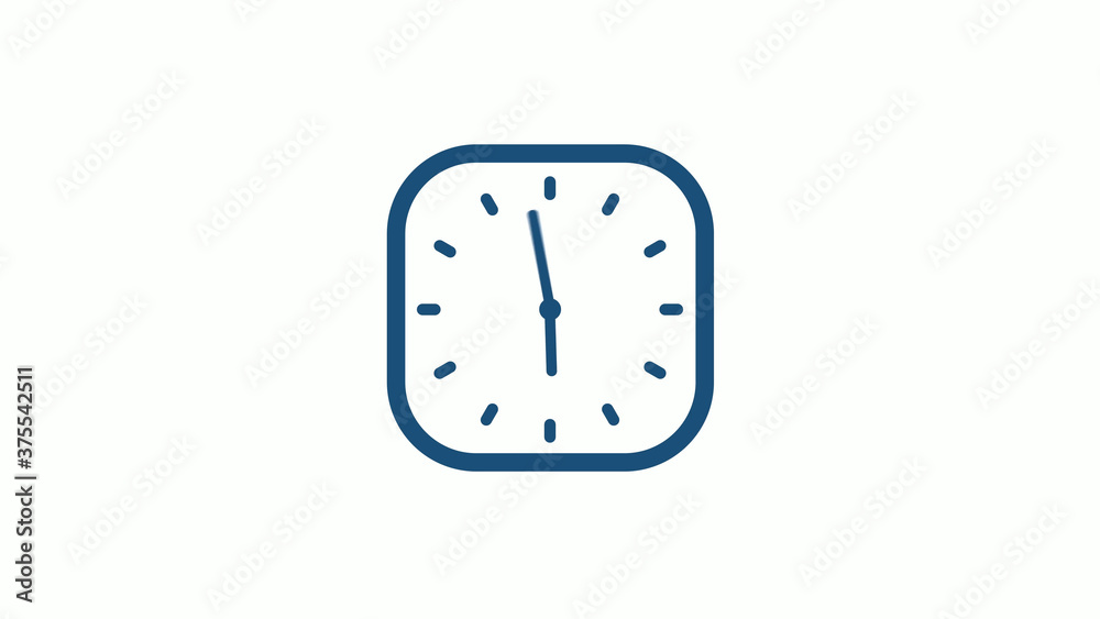 Aqua dark 12 hours counting down clock icon on white background,clock icon