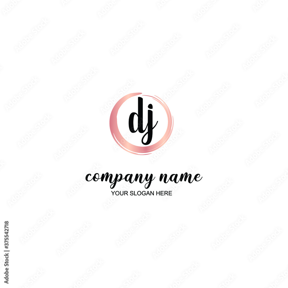 DJ Initial handwriting logo template vector
