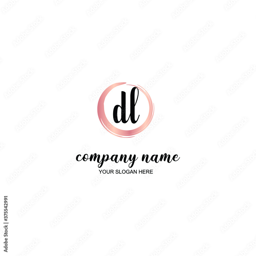 DL Initial handwriting logo template vector
