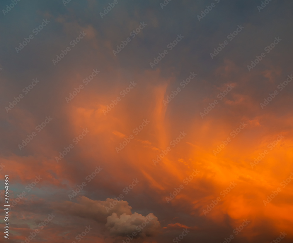 Dramatick sunset sky clouds.