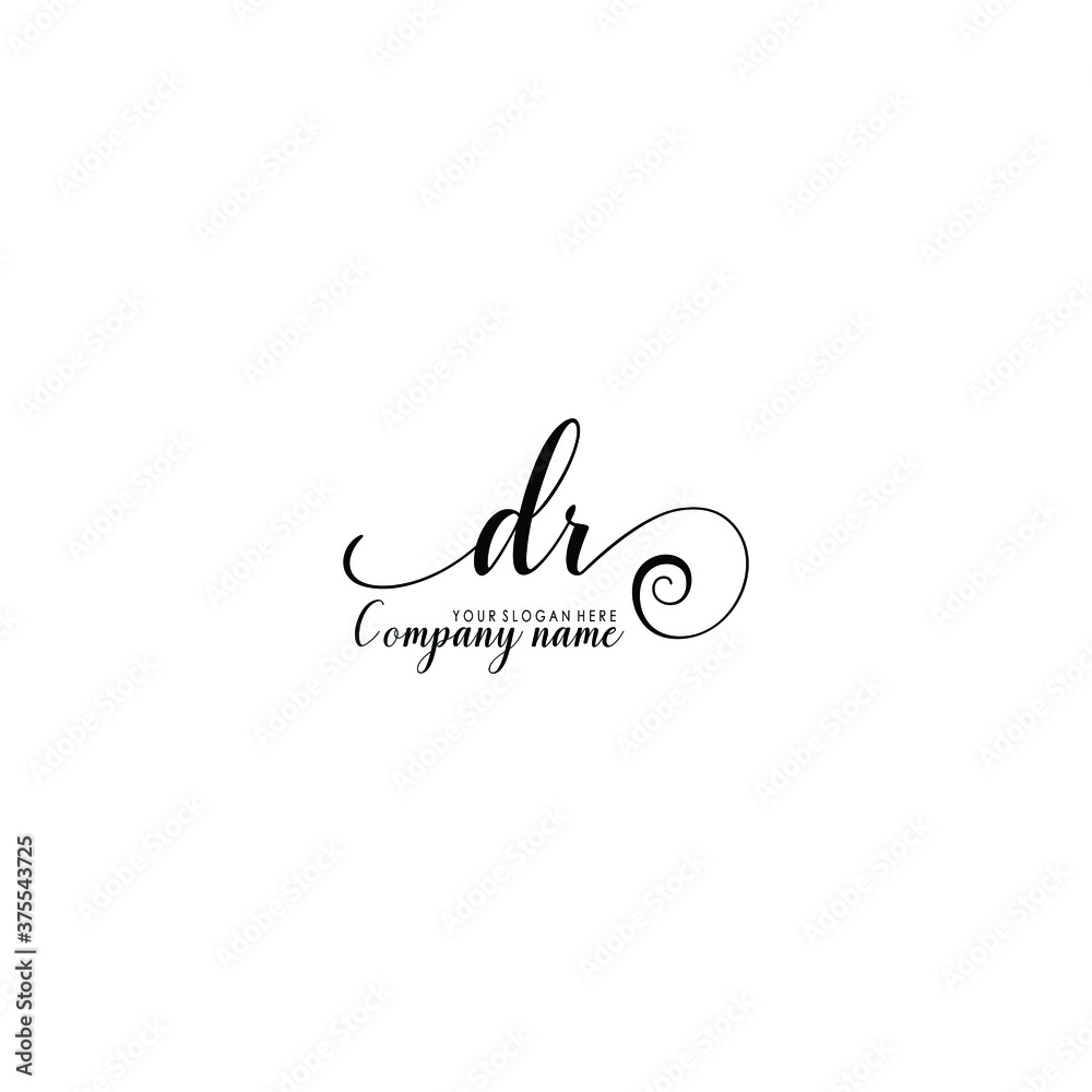 DR Initial handwriting logo template vector
