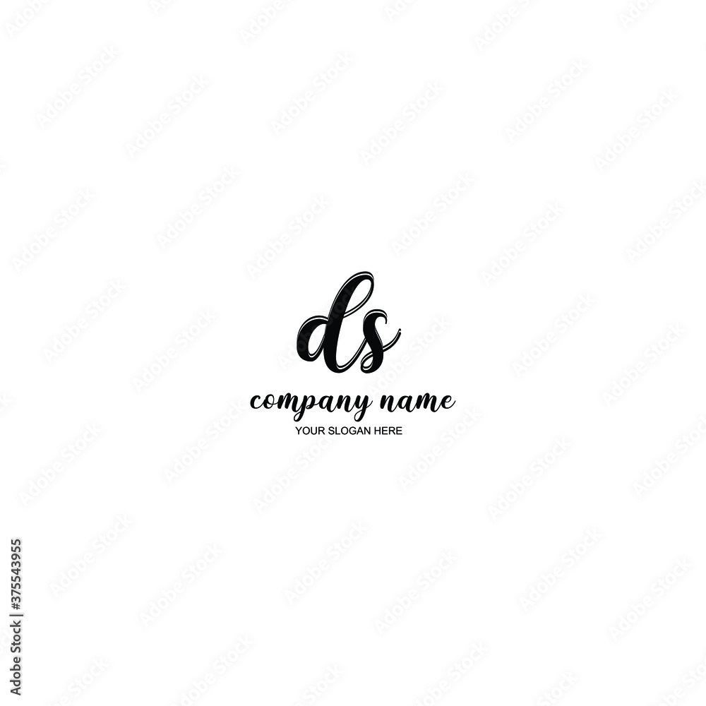 DS Initial handwriting logo template vector
