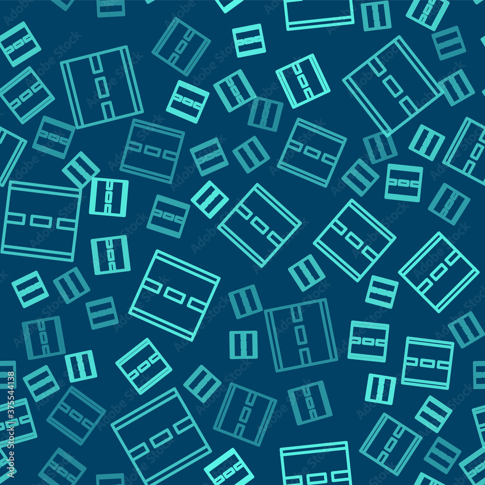 Green line Road icon isolated seamless pattern on blue background. Vector. Green line Road icon isolated seamless pattern on blue background. Vector.