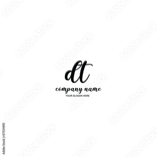 DT Initial handwriting logo template vector 